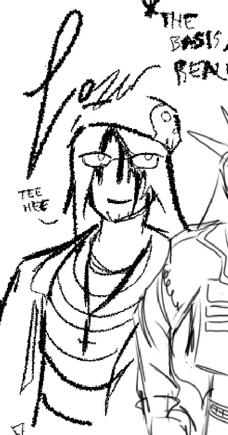 A Loser smiling with blood dripping down his head.