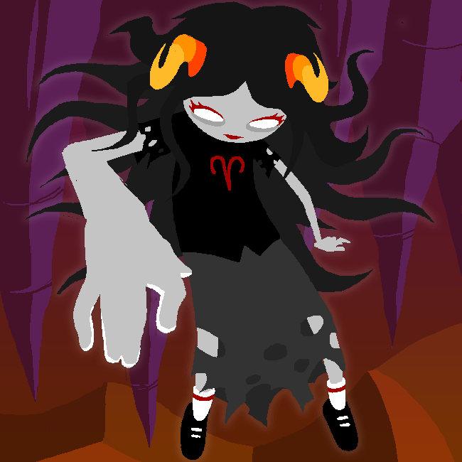 Page 2063 of Homestuck. Aradia, as a ghost, is floating above and looking down, their hand raised, ready to channel their psychic powers.